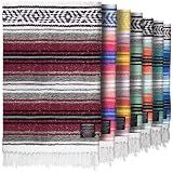 Mexican Blanket (Authentic Handmade Falsa) - Durable, Lightweight Baja Indian Blanket for Yoga, Beach, Camping, Picnic, Car/Truck, Outdoor Mexican Throw, Baja Saddle Blanket, 70"x50", Cherry