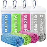 Sukeen 4 Pack Cooling Towel (40"x12"), Soft Breathable Chilly Microfiber Towel for Yoga, Sport, Running, Gym, Workout & More Activities