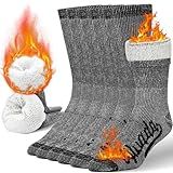Alvada Merino Wool Hiking Socks Thermal Warm Crew Winter Boot Sock For Men Women 3 Pairs ML