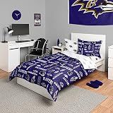 FOCO Baltimore Ravens NFL Team Color Bed in a Bag Comforter Bedding 5 Piece Twin Set