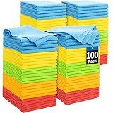 HOMERHYME Microfiber Cleaning Cloth, 100 Pack Cleaning Rags Microfiber Towel Bulk Absorbent Lint-Free Wash Cloths, All-Purpose Shop Towels for Cars, Automotive, Garage, Home & Kitchen 11.5"*11.5"