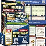 Set 5 Mediterranean Diet Chart Food List 2025, Mediterranean Diet Cookbook For Beginners Under 30 Minutes, Serving Sizes Calories Net Carbs, Weight Loss & Diabetes-Friendly, 30 Days Meal Plan Included