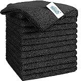 HOMEXCEL Black Microfiber Cleaning Cloth, 12 Pack Premium Microfiber Towels for Cars, Lint Free, Scratch-Free, Highly Absorbent, Reusable Cleaning Rags for Car, Household, Kitchen, Window, 11.5"X11.5"