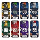 Custom Football Team Name and Number Case for iPhone 17 Air 16 15 14 13 12 11 Pro Max mini Xr Xs X 7 8 Plus SE 6s 6,Personalized Football Team Style Liquid Silicone Rubber Phone Case Cover - Black