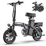 URLIFE Electric Bike for Adults, 14" Folding Electric Bike, 500W Peak Motor, 48V 375Wh Removable Battery, 20MPH, 40 Miles Long Range, Mini E Bikes for Adults and Teens, UL 2849 Certification (Gray)