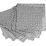 8Pack Rubber Mats with Holes, 12” x 12” Non-Slip Drain Flooring Mat for HotTub Pool Deck, Soft PVC Cushion Mats Splicing Rubber Tiles with Holes for Doormat Porch Patio Kennel Fool