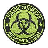 Zombie Outbreak Response Team Patch Biohazard Patches Embroidered Applique Hook&Loop Patch Tactical Patch(Black+Green)