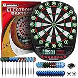 WIN.MAX Electronic Dart Board Soft Tip Dartboard Set LED Displays 3 Languges with 12 Darts 100 Tips Power