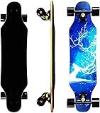 Mini Cruiser Longboard, 31 Inch Small Size Wide Wheel Skateboard, Beginner Stable & Easy-to-Control Skateboard, Suitable for Park & Street Riding, Unique Flame Pattern (Deer)
