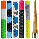 LIVOX® Super-5 Cricket Bat Grips with 1 Wooden Grip Cone Ultra Tacky (Pack of 6)