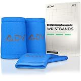 ADV Tennis & Pickleball Wristbands, Slim & Absorbent (Blue, M/L, 4-Pack)
