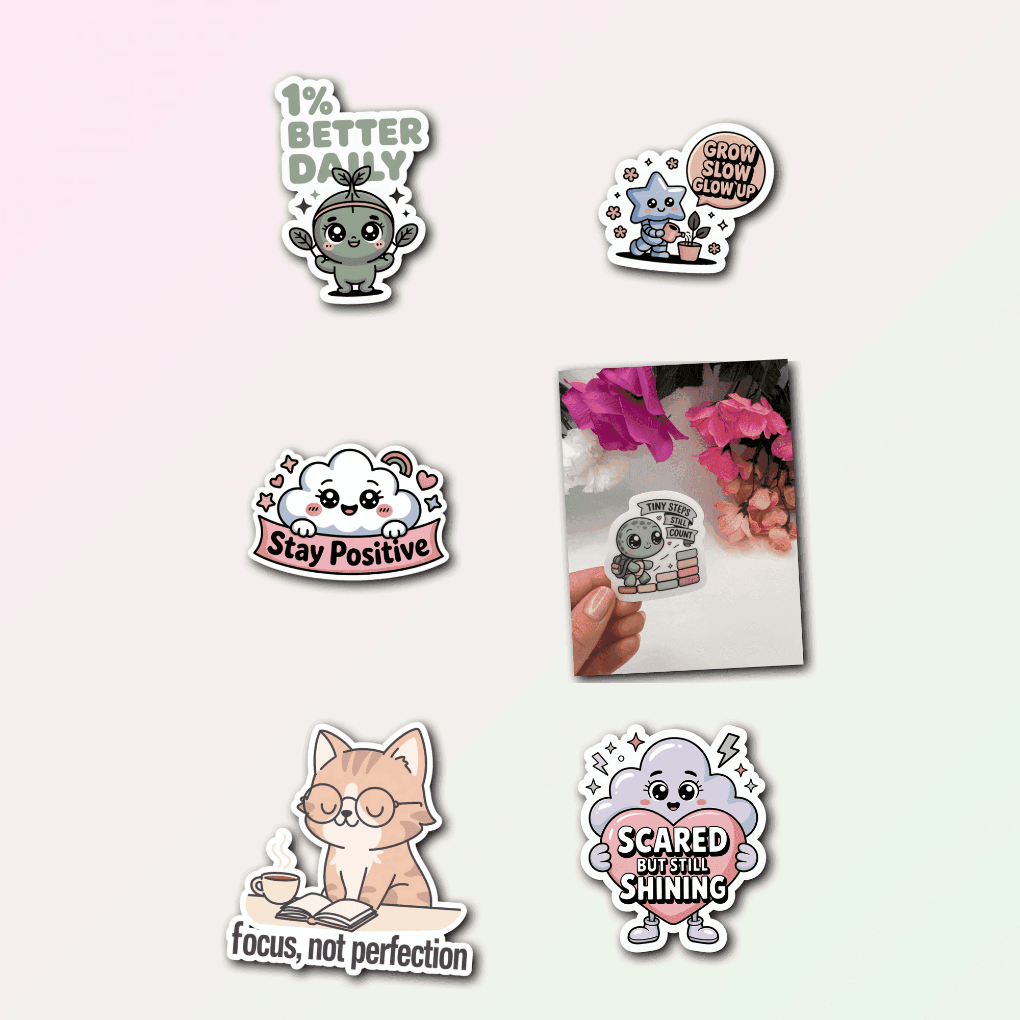 6 Cute Motivation Sticker Pack