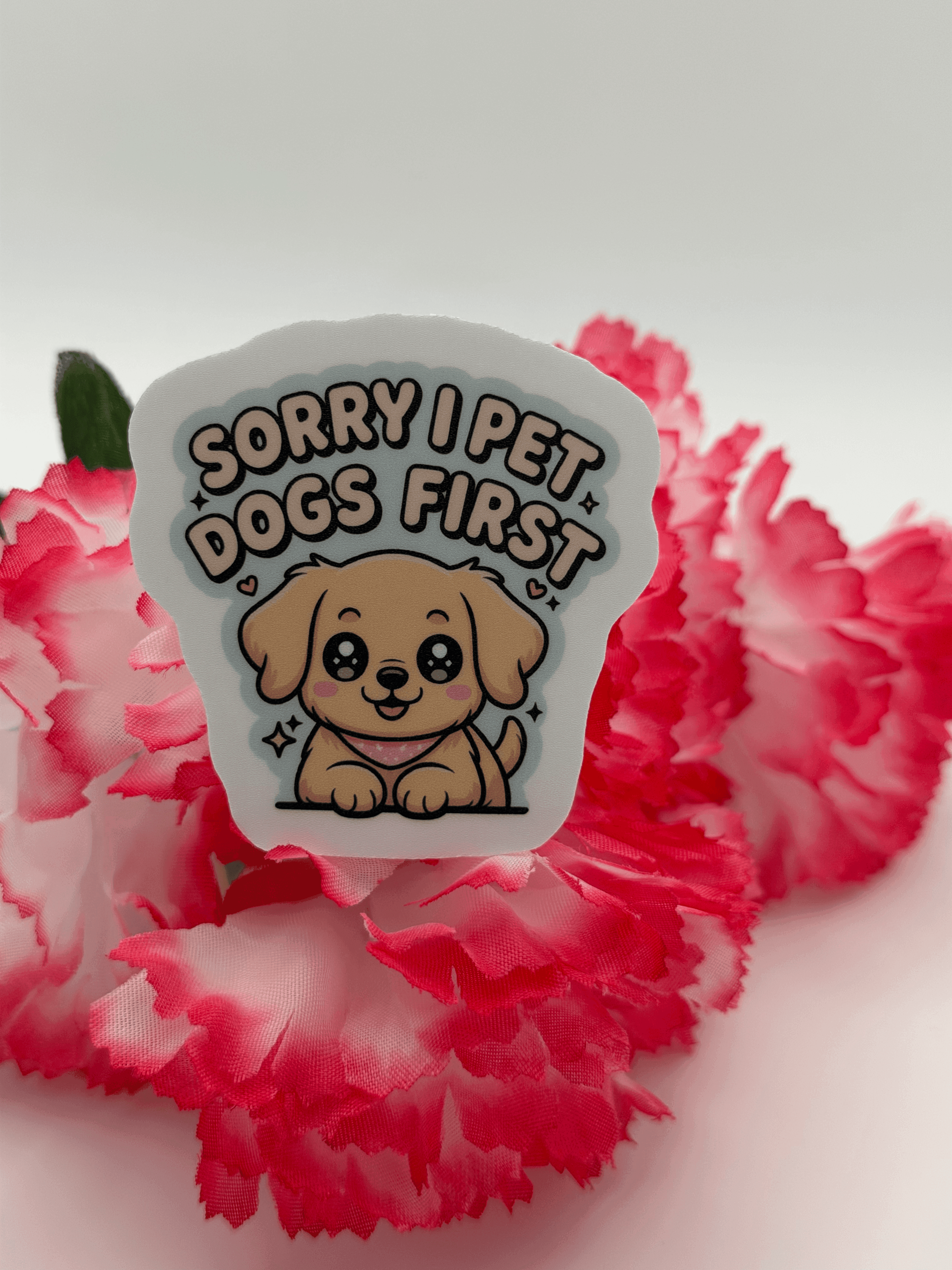 Sorry I Pet Dogs First Cute Puppy Vinyl Sticker