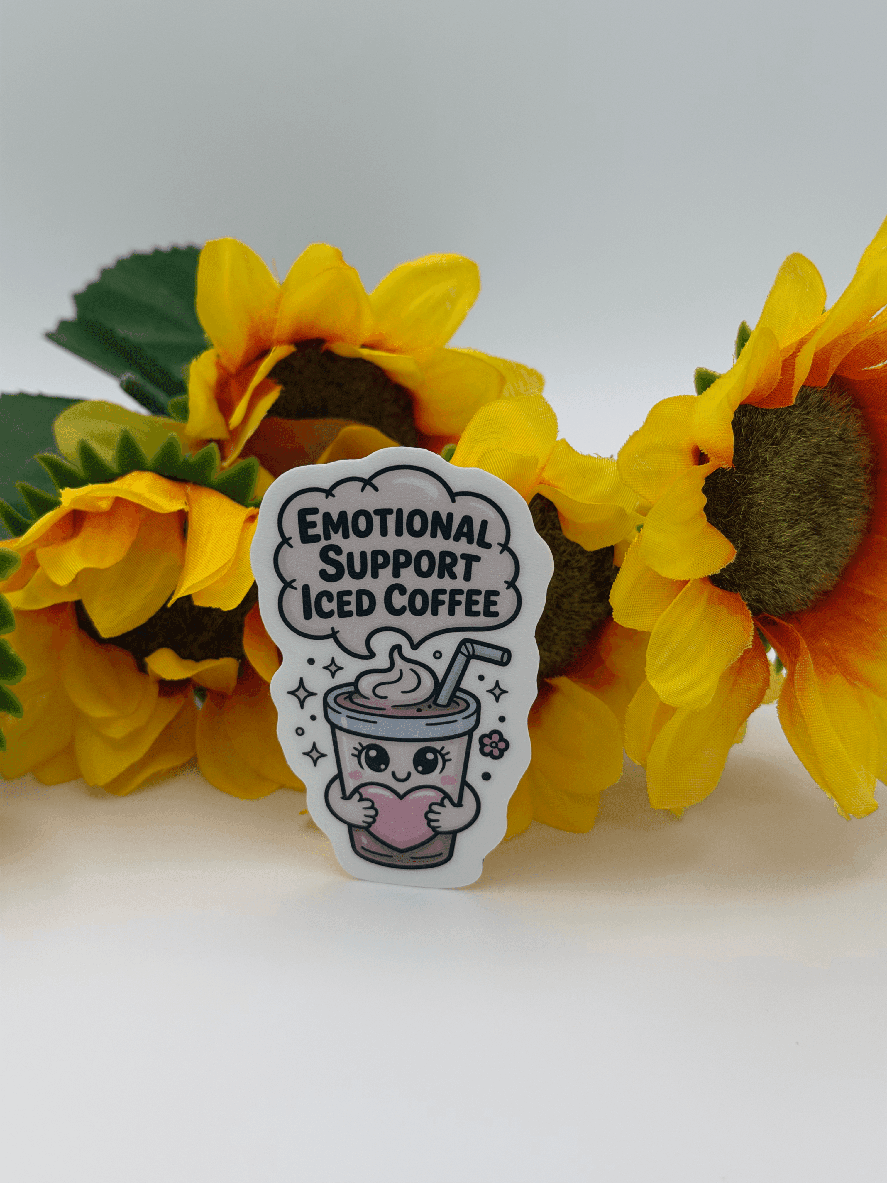 Emotional Support Iced Coffee Kawaii Vinyl Sticker