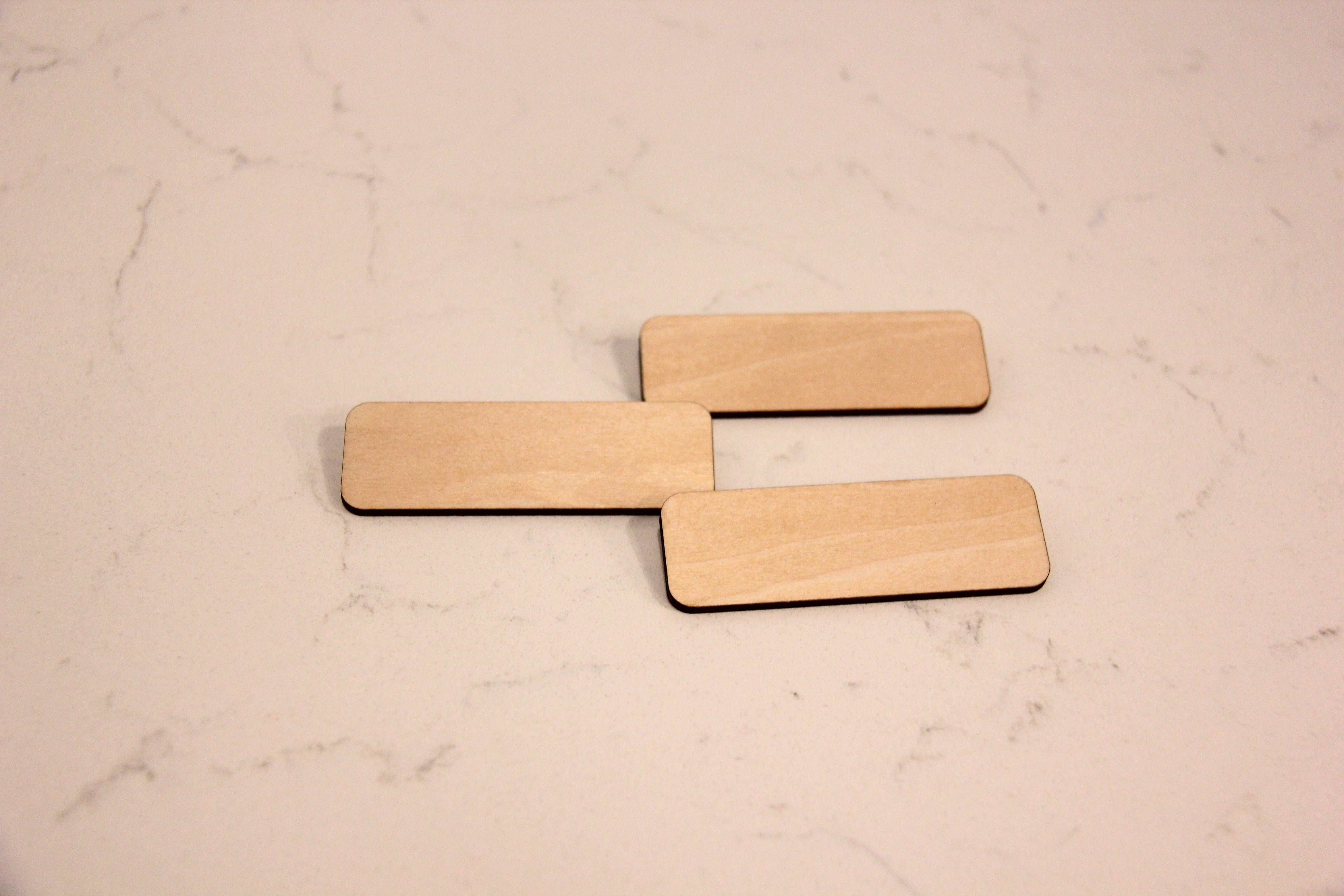 Wooden Name Badges Blank Pin Back Tags