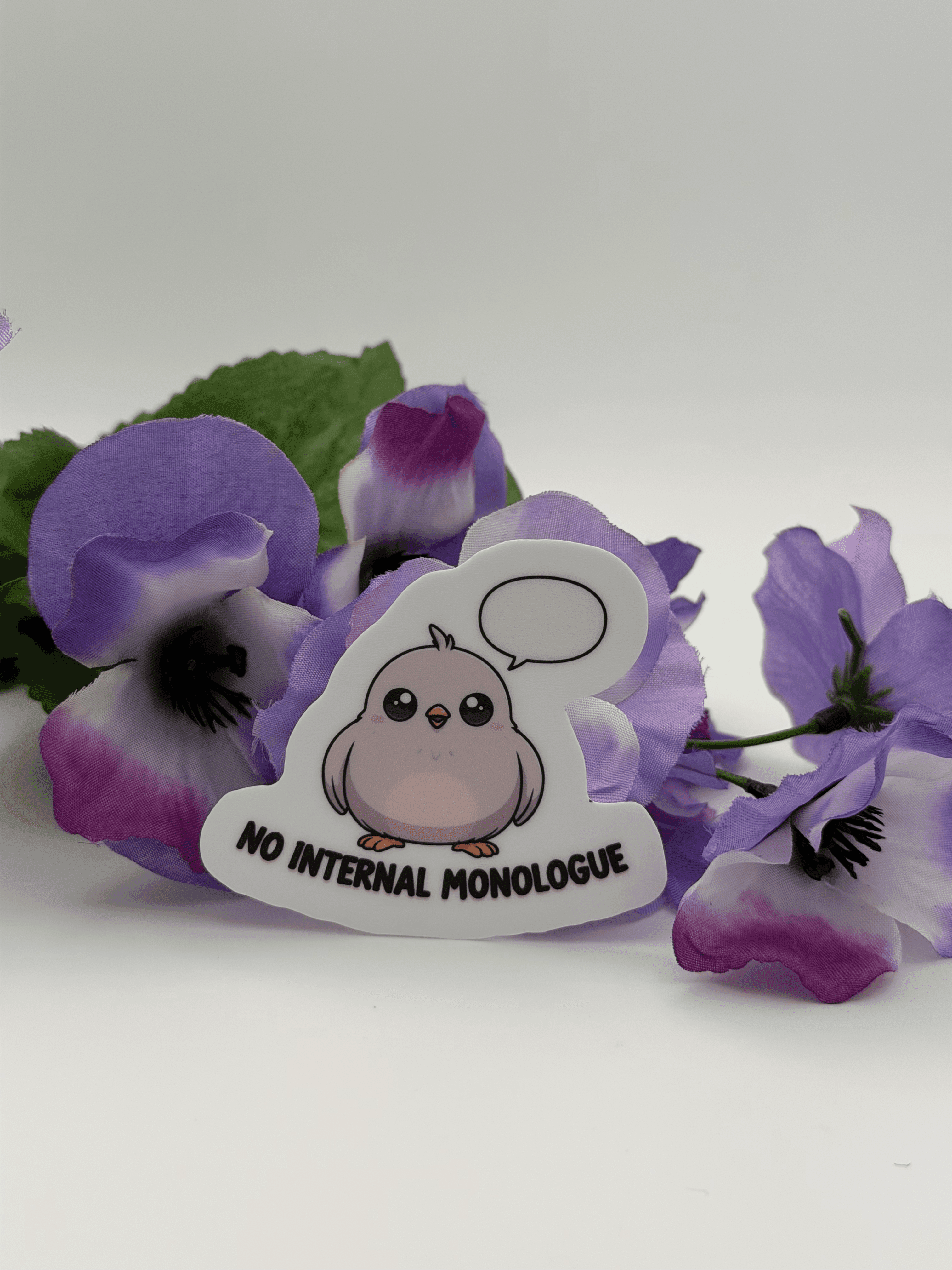 No Internal Monologue Sticker - Cute Bird Vinyl Die Cut