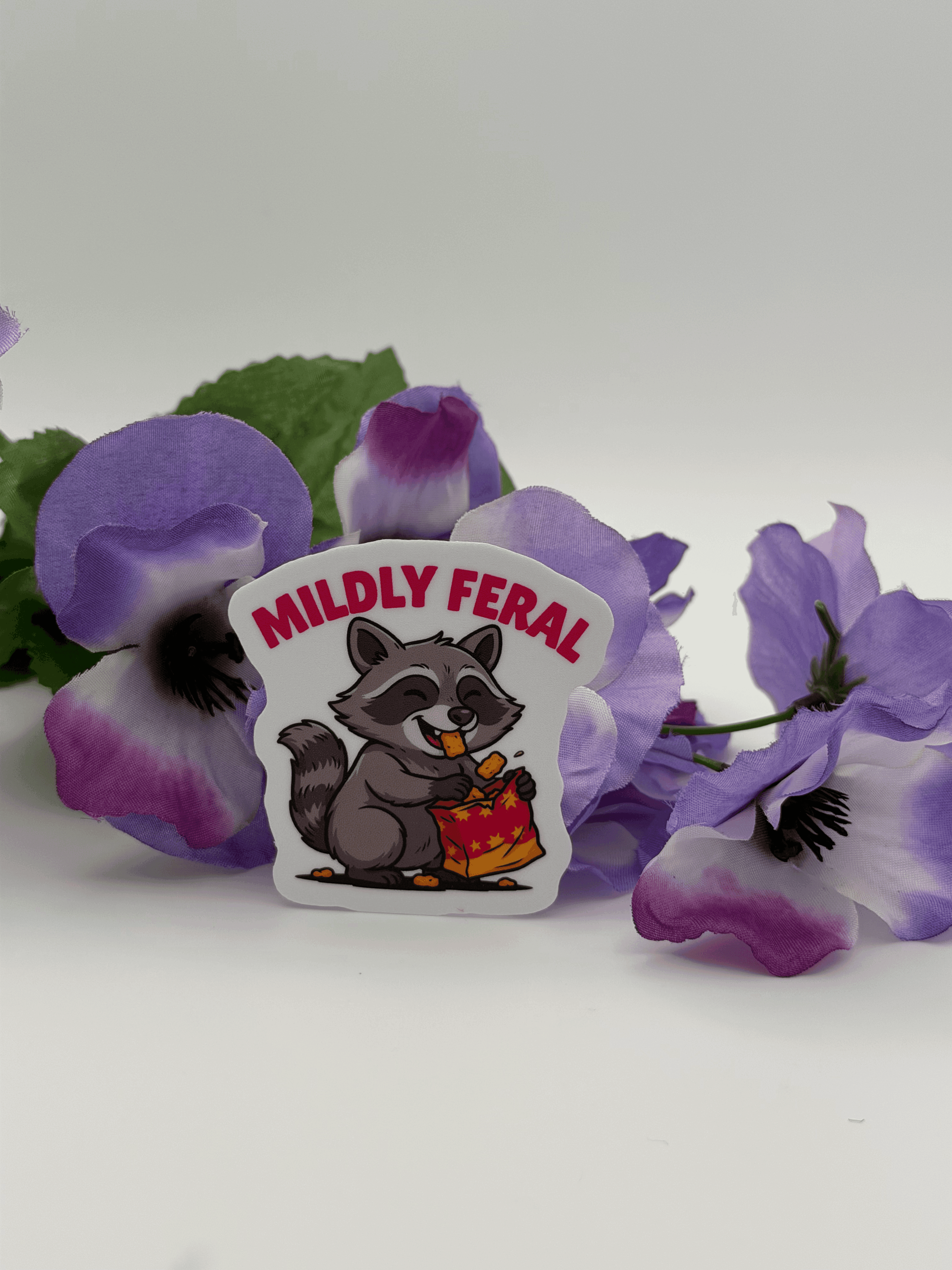 Mildly Feral Raccoon Vinyl Sticker | Cute Funny Die Cut Animal Decal