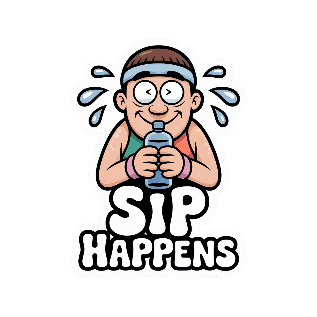 Funny "Sip Happens" Hydration Vinyl Sticker