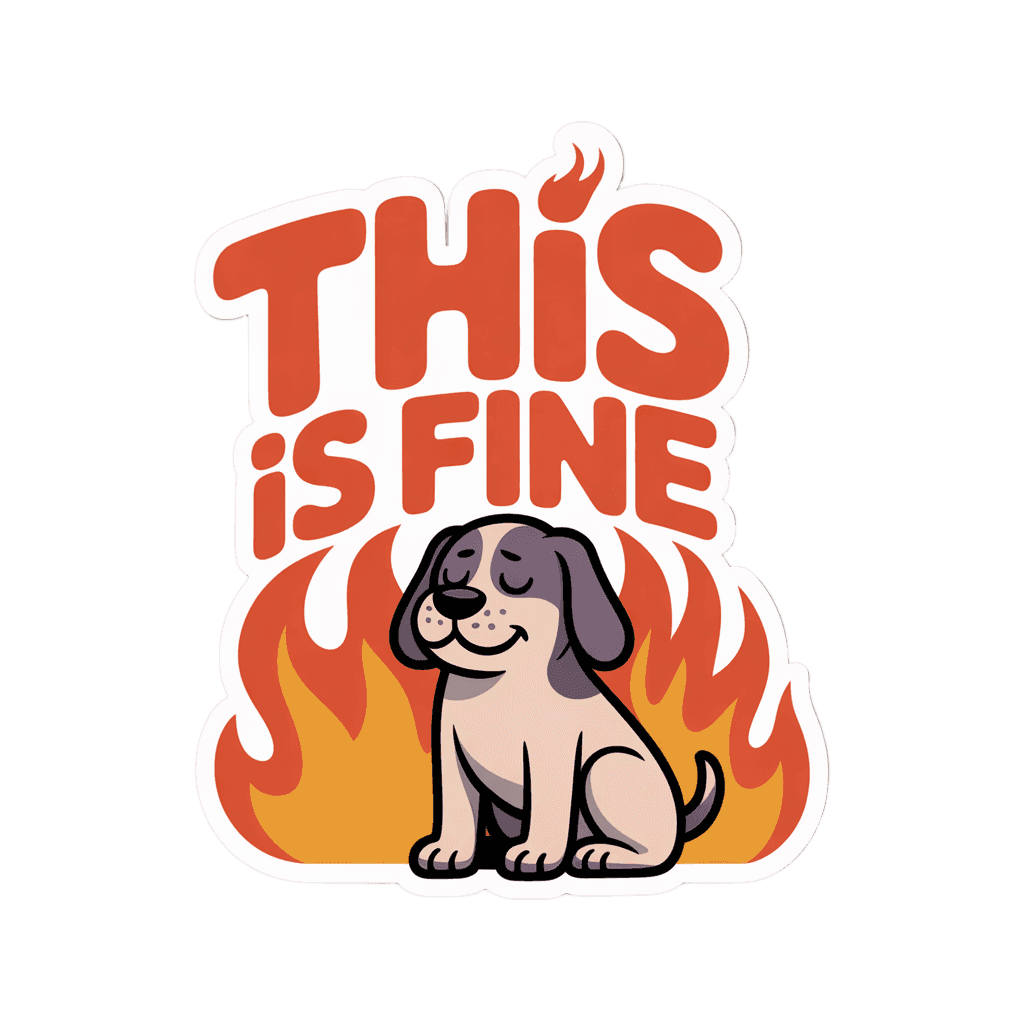 Funny This Is Fine Dog in Fire Sticker