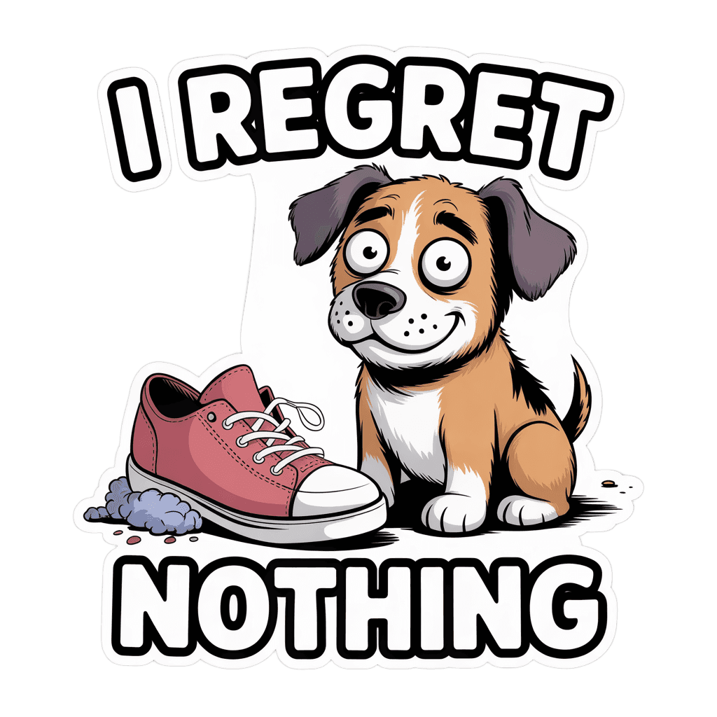 Funny Dog With Chewed Shoe Vinyl Sticker