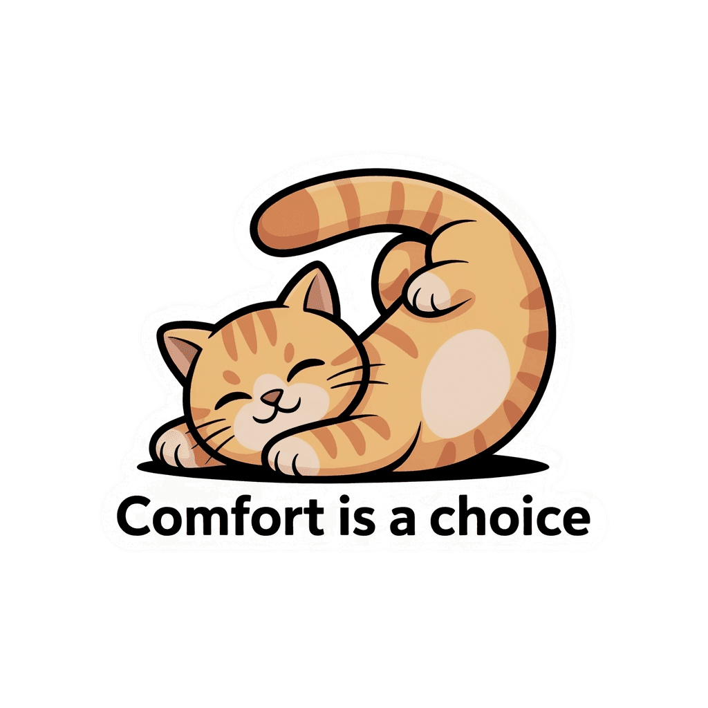 Cute Relaxed Cat with Comfort Quote Sticker