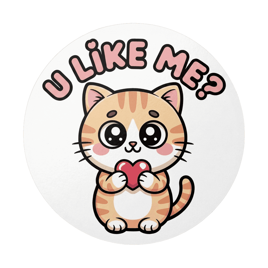 Cute Kawaii Cat with Heart Vinyl Sticker