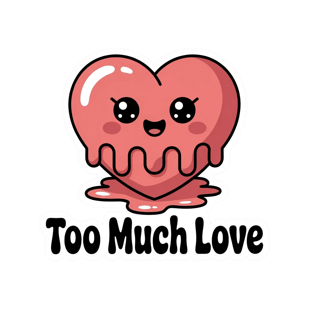 Cute Kawaii Melting Heart Too Much Love Sticker