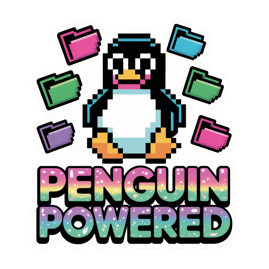Pixel Art Penguin Powered Vinyl Sticker