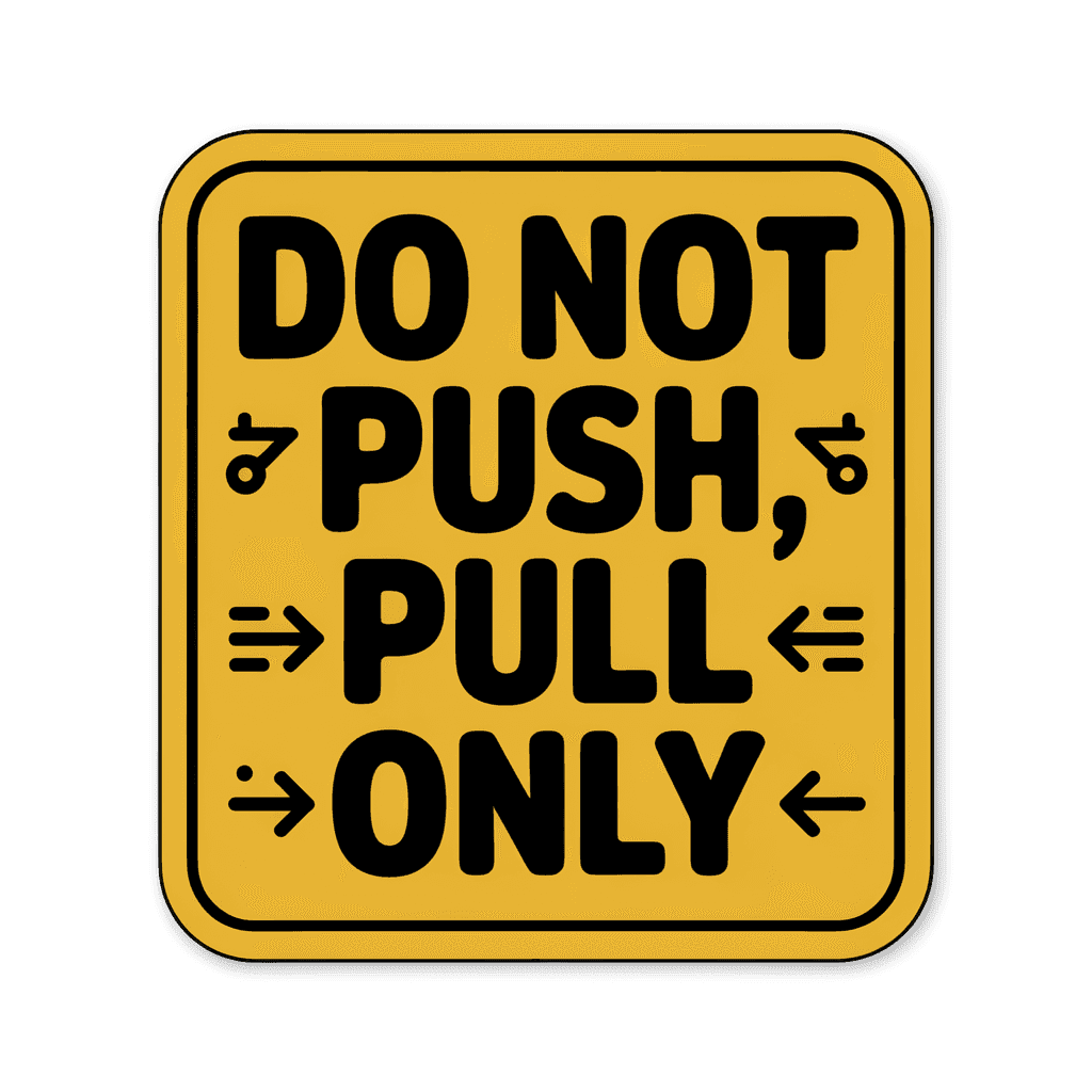 Do Not Push Pull Only Instructional Sticker