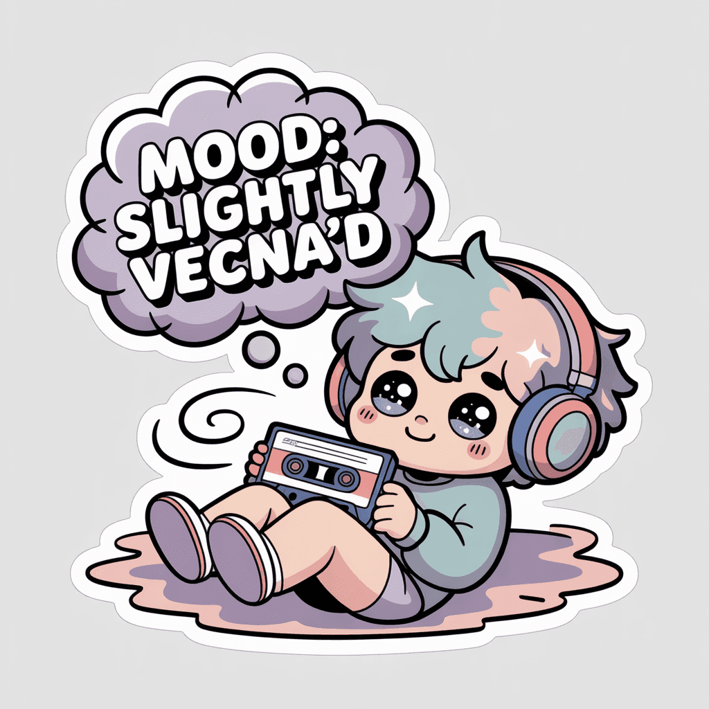 Cute Slightly Vecnad Mood Chibi Headphones Sticker