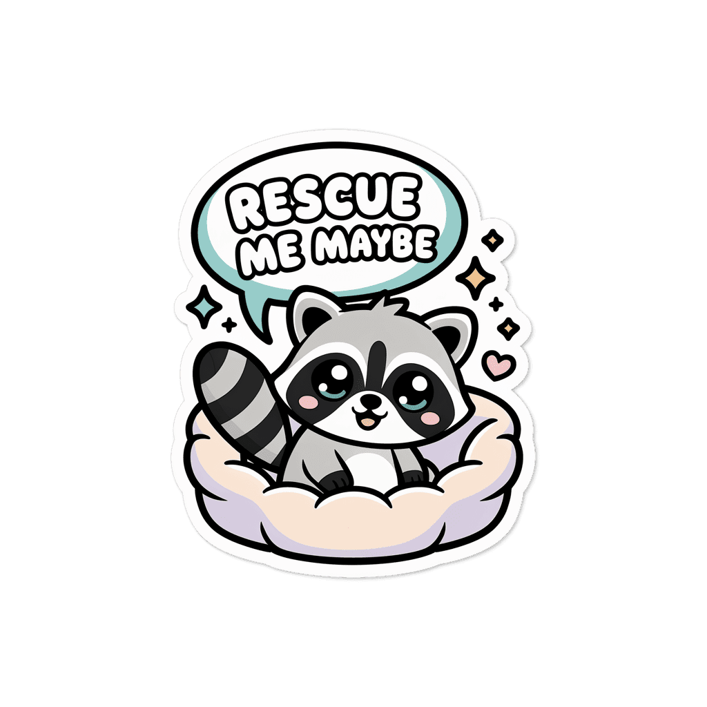 Cute Rescue Me Maybe Raccoon Vinyl Sticker
