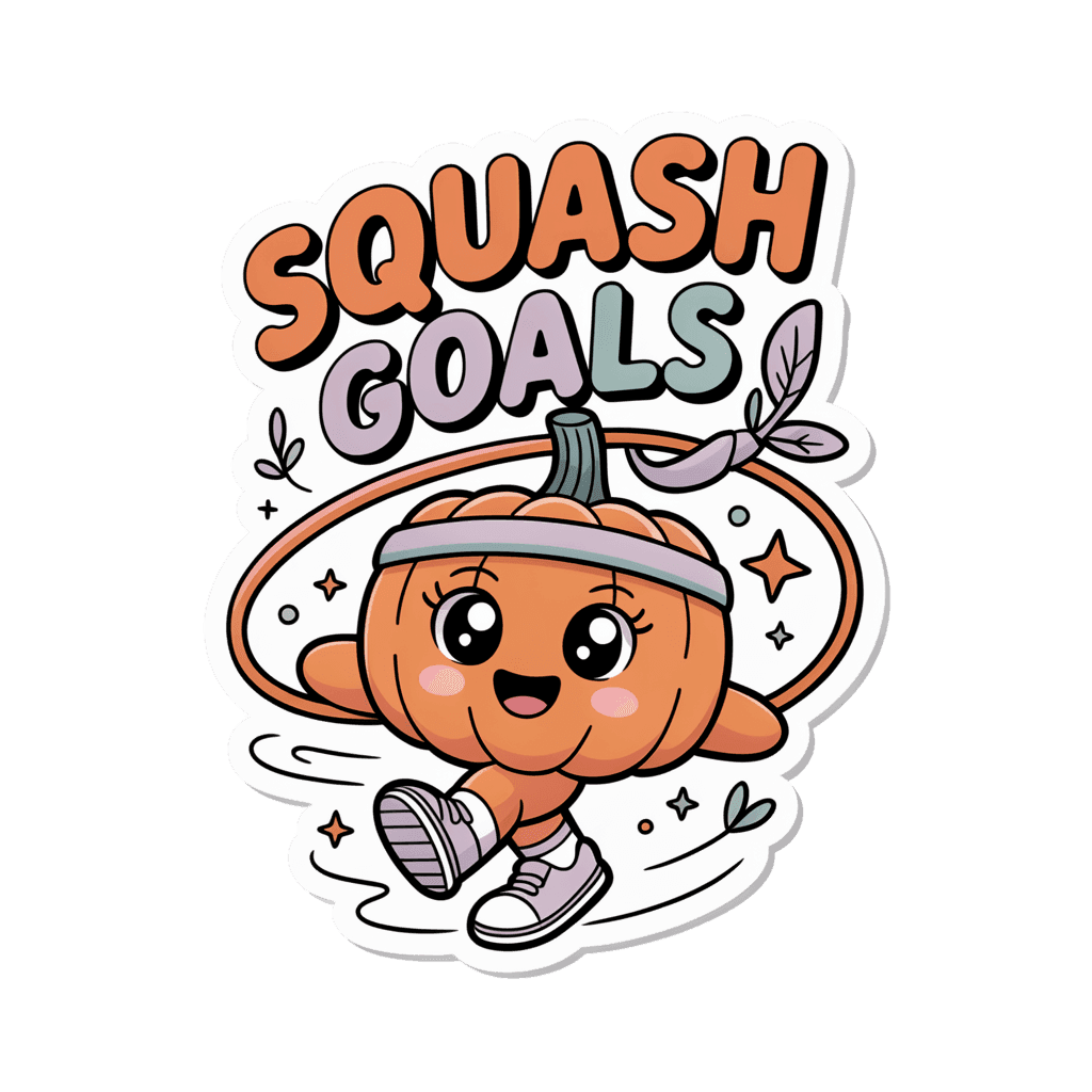 Kawaii Squash Goals Pumpkin Workout Sticker