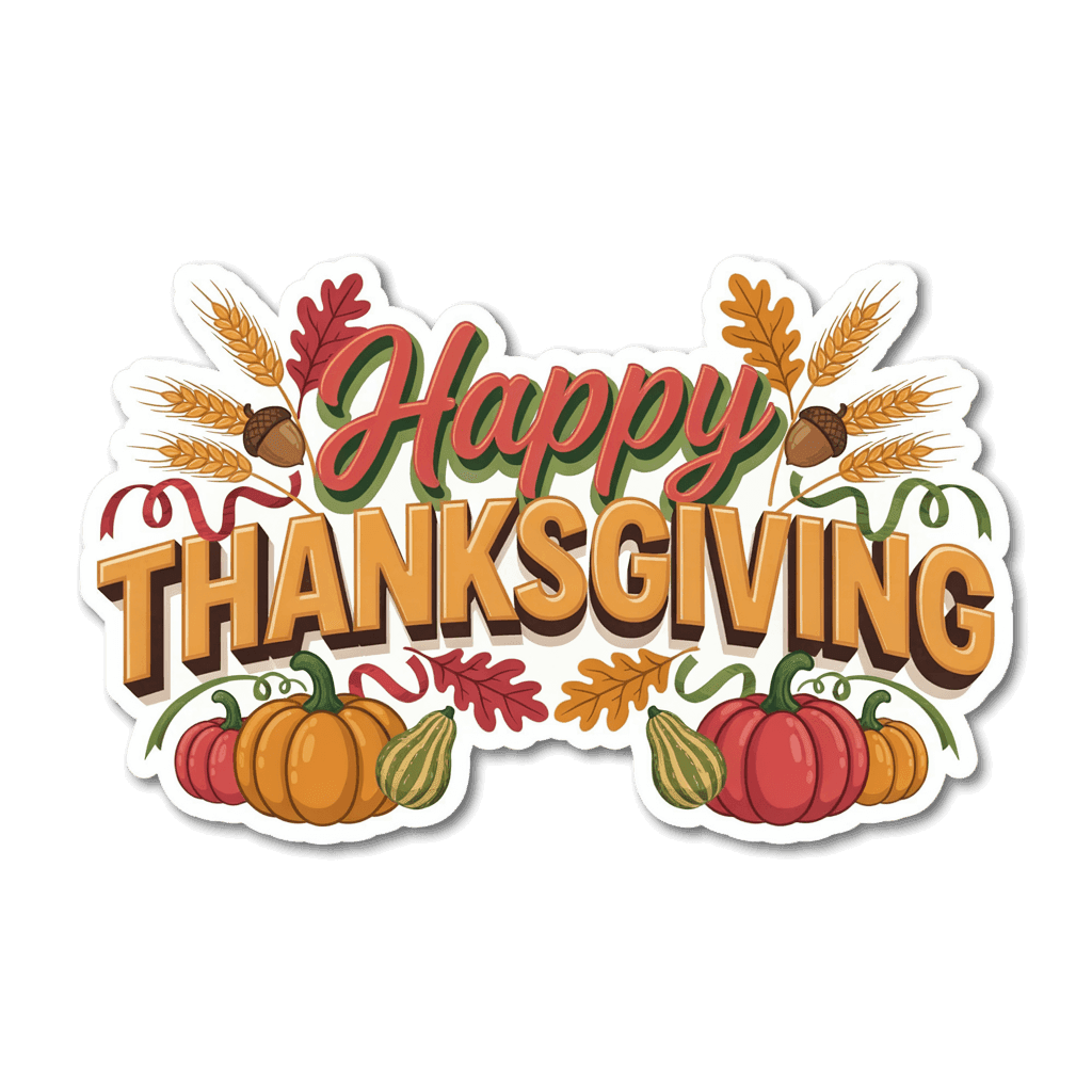 Happy Thanksgiving Autumn Harvest Sticker