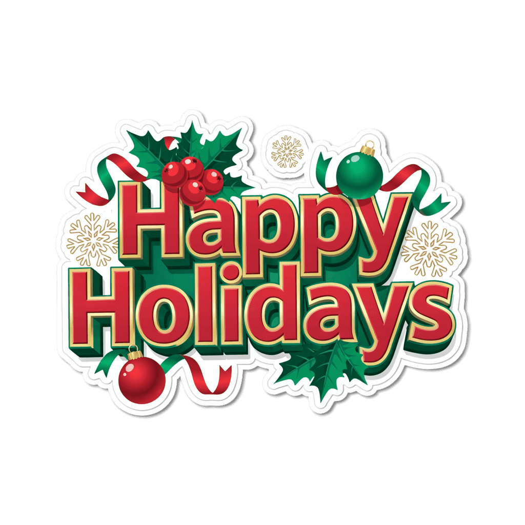 Happy Holidays Holly Christmas Vinyl Sticker